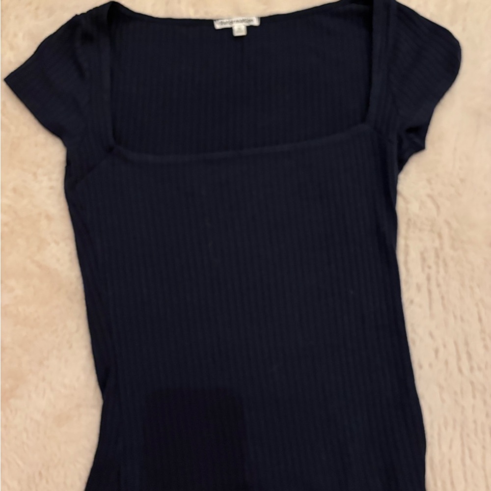 Reformation Bardot Top - Navy Ribbed  Square neck, Size S